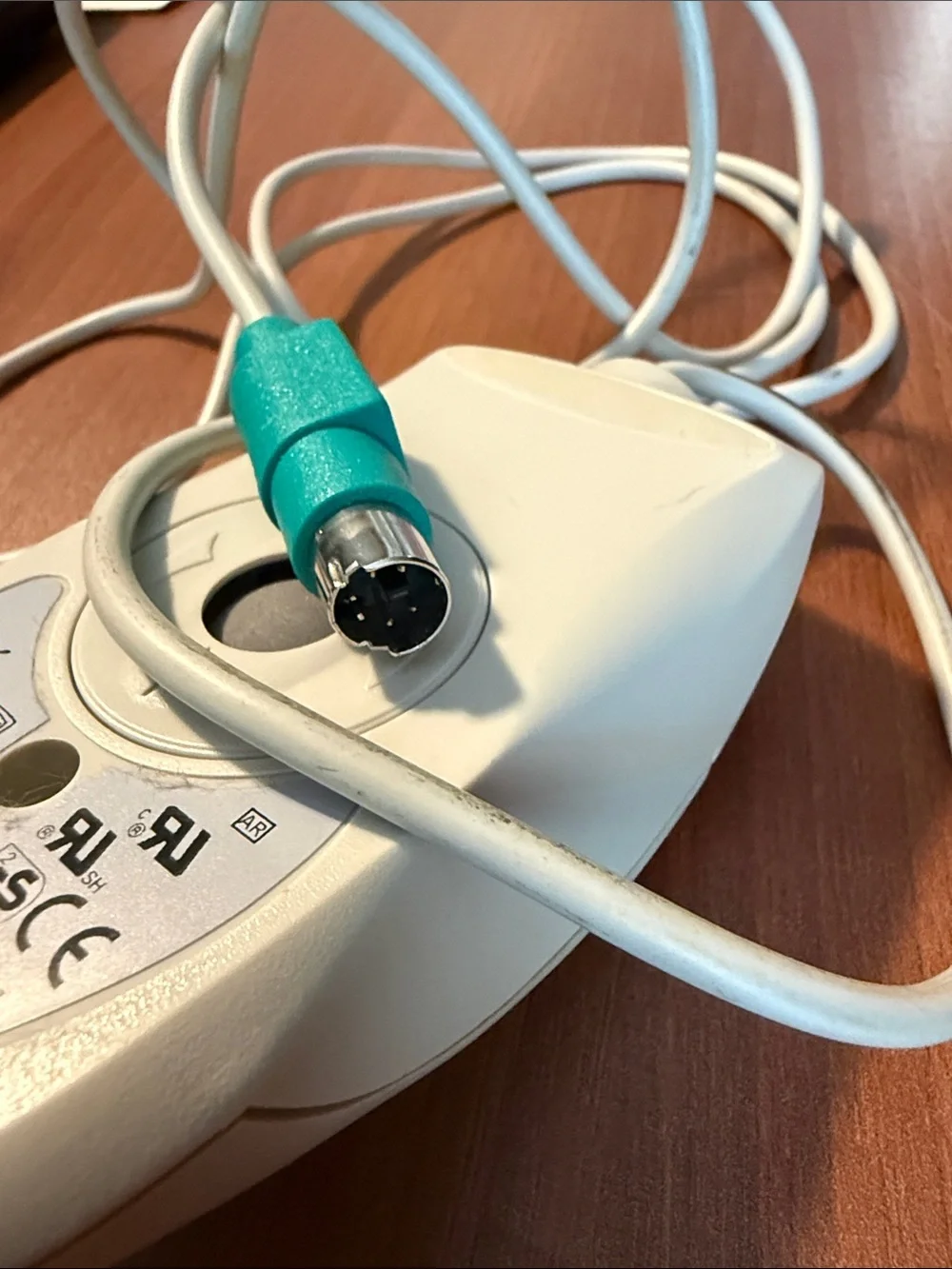 Logitech Classic PS/2 Wired Mouse in Off-White with Teal Plug